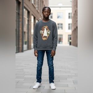 G-Star Gray Crewneck Sweater with Camo Logo